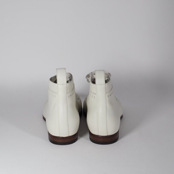 Special Edition White Gucci Brogue Jakarta Ankle Boot with Perforated Details - Picture 6 of 8